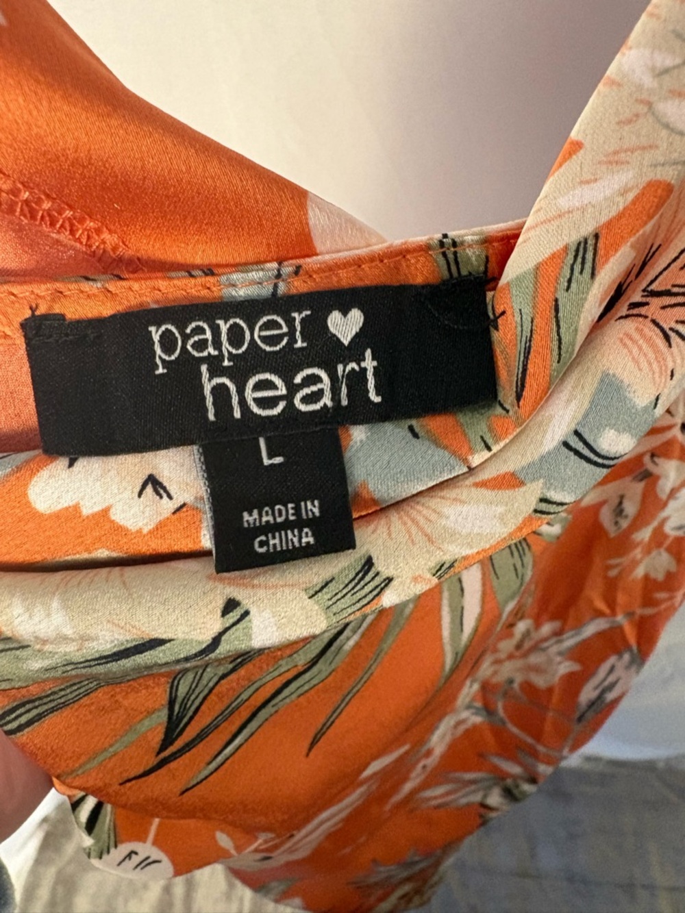 Paper Heart Orange Floral Cowl Neck Slip Midi Dress Resortwear Sz L - Picture 2 of 5